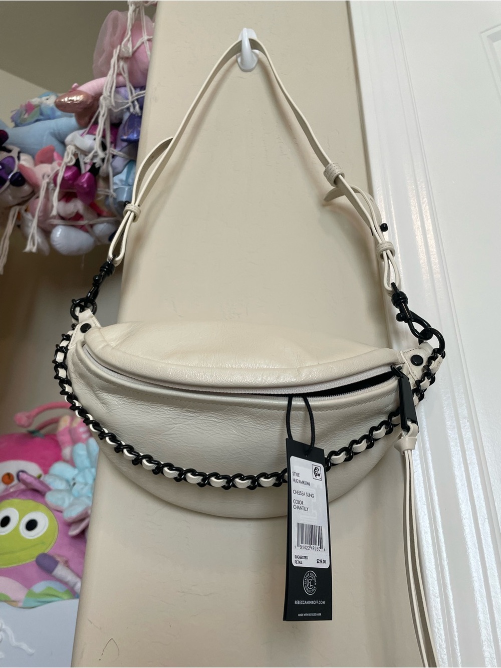 Rebecca Minkoff Cream Crossbody Bag with Black Chain Accent